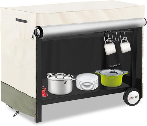 Bitubi Outdoor Dining Cart Cover for Royal Gourmet Double-Shelf Movable Dining Cart