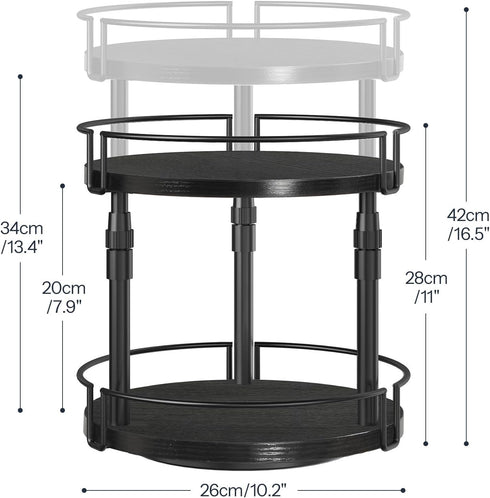 2-Tier Countertop BB05TL01 HOOBRO Lazy Susan Organizer Spice Rack, Height Adjustable Rotating Lazy Turntable Spice