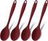 GEEKHOM Silicone Cooking Spoons - 4 Pieces 11" Heat Resistant Kitchen Utensils Set for Non Stick Cooking, Red