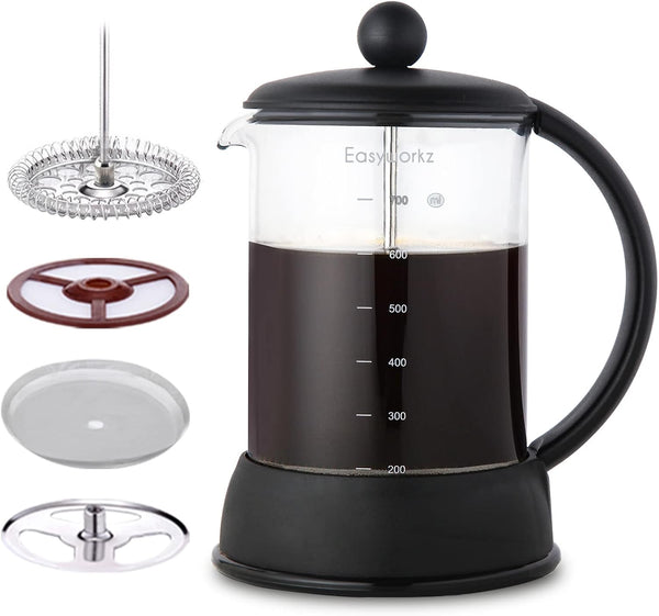Easyworkz Eclipse French Press 27 oz Coffee Maker with Borosilicate Glass for Tea