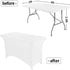 Peomeise 4FT Spandex Table Cover Rectangular Stretch Tablecloth (White, 4FT)