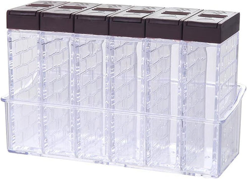 6 Case Spice Shaker Jars, Salt Spices Condiment Container Case Seasoning Shaker Box Condiment Set, Transparent Condiment Jar Storage Container Storage Bottle Box Set by Dicanence