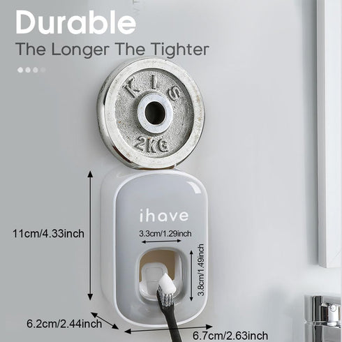 iHave Toothpaste Dispenser Wall Mount, Automatic Toothpaste Squeezer for Bathroom, Grey