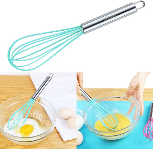 Webake Silicone Whisk Set of 4, 8 Inch and 10 Inch, for Nonstick Cookware