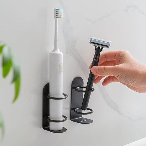 2 Pack Electric Toothbrush Holders, Wall Mounted Bathroom Organizer, Stick on The Wall Electric Metal Tooth Brushing