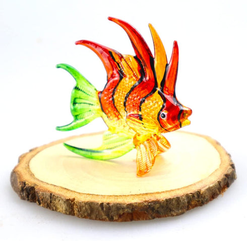 WitnyStore Tiny 3" Red Orange Green Lionfish Figurine - Miniature Hand Blown Glass Marine Animals Collectible Decor