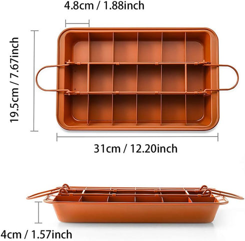 Brownie Pan with Dividers, Baking Tray for Bite Size Brownies, Makes 18 Pre-cut Brownies Perfectly
