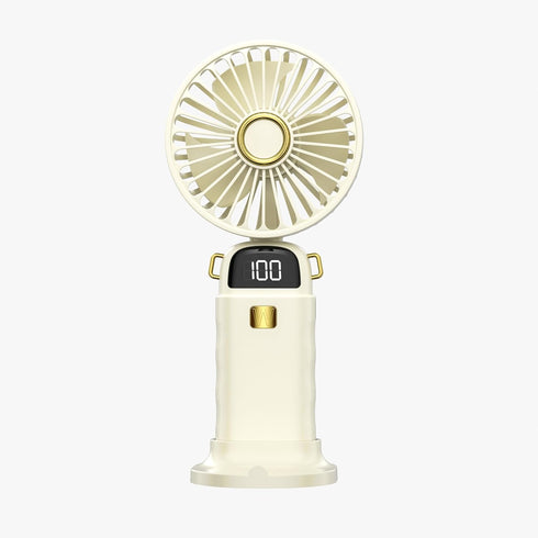Portable Handheld Fan, 3-in-1 Small Neck/Desktop Fan, 90° Foldable, Aromatherapy Fan with LED, 5-Speed, 2400mAh (White)