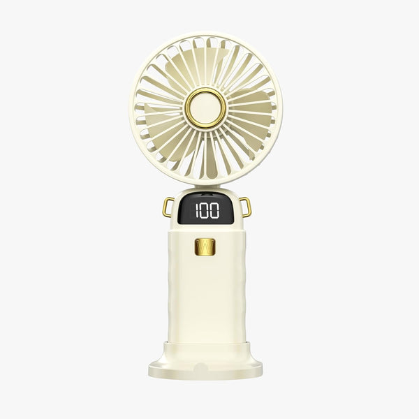 Portable Handheld Fan, 3-in-1 Small Neck/Desktop Fan, 90° Foldable, Aromatherapy Fan with LED, 5-Speed, 2400mAh (White)