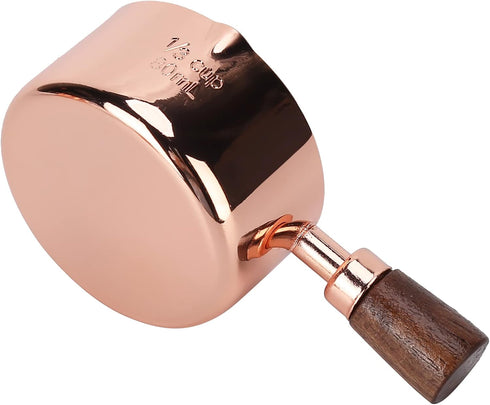 Rose Gold Stainless Steel Sauce Pan with Wooden Handle, and Easy to (1/3cup)