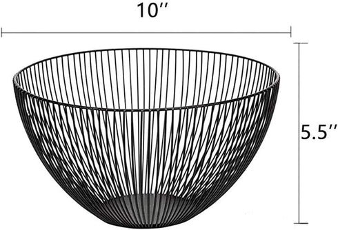Wire Fruit Basket Fruit Bowl Kitchen Fruit Basket Stand Fruit Bowls for the Counters Metal Fruit Bowl (Black, Round) by IBWell