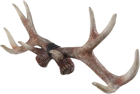 Zeckos 17 Inch Decorative Lifelike Deer Antler Rack Wall Hook for Hunting Cabin