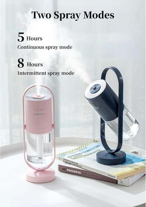 Portable Mini Humidifier, 360° Rotating Cool Mist Air Humidifier with Automatic Shutdown for Home and Travel