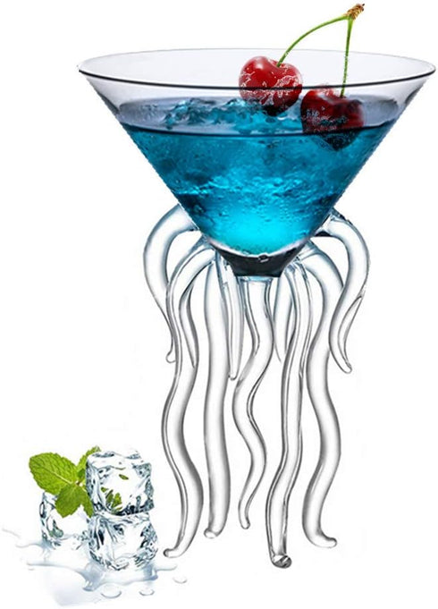 Octopus Martini Glass Creative Cocktail Drinkware Goblet Tools (2 Transparent)