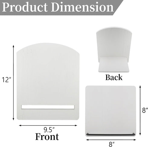 Wood Cookbook Stand, Adjustable Cookbook Holder for Kitchen, Recipe Stand for Counter, White
