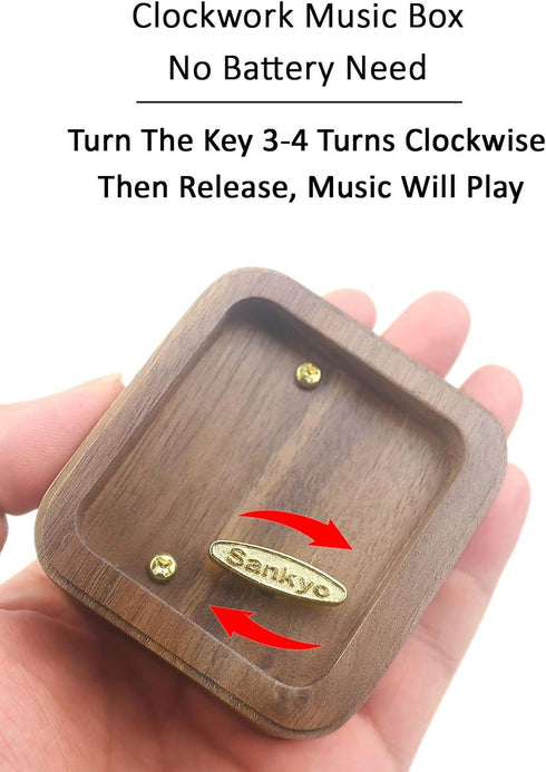 Sinzyo Vintage Wood Carved Mechanism Musical Box, Wind Up Music Box Gift for Christmas, Merry Go Round of Life
