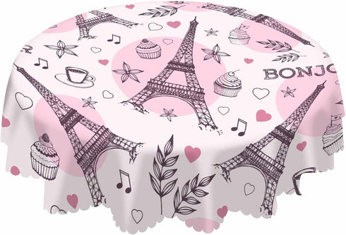 AOYEGO Eiffel Tower Pink Table Cloth Romantic Paris Ice Cream Coffee Star Shaped