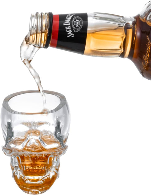 MyGift Set of 6 Skull Shot Glasses, 2.8 oz Clear Glass Novelty Drinkware for Halloween Parties & Home Decor