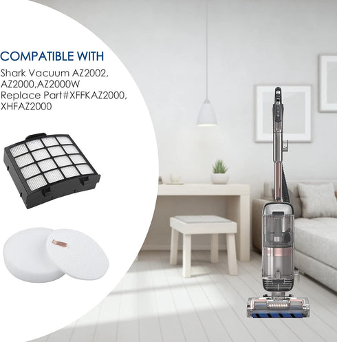 AZ2002 Vacuum Filters Replacement for Shark Vertex DuoClean PowerFin Upright Vacuum – 4 Foam, 4 Felt, 2 HEPA