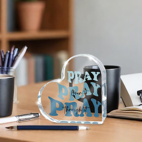 zaxek Blue Religious Christian Decor for Woman, Blue Heart Shape Gift for Birthday Dorm Living Room Church Table Desk