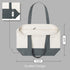 TOPDesign 1-Pack Canvas Tote Bag with External Pocket, Reusable Grocery Shopping Bag, Grey/Natural