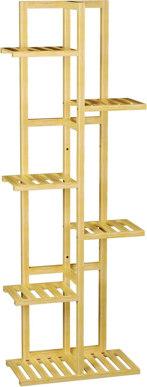 ROMGUAR CRAFT 6 Tier Bamboo Plant Stand Indoor, Wood Tall Flower Holder Corner Tiered Plant Shelf for Multiple Plants