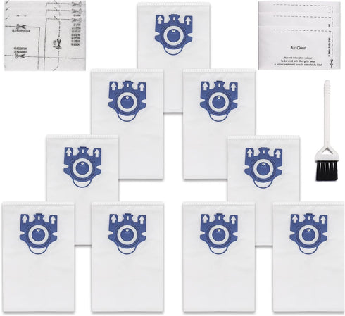 Vacuum Cleaner Bags - Fit for Miele Classic C1 Complete Series, Includes 9 Packs 3D Efficiency Airclean Bags