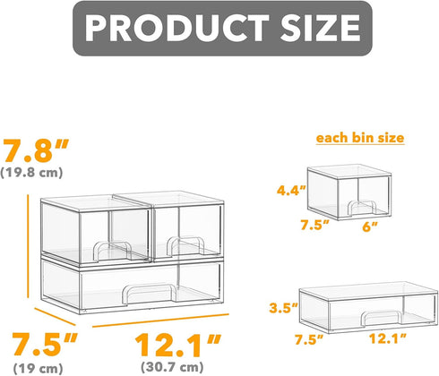 Countertop, 3 Pack, 2S1L, 7.8"H SpaceAid Bottle Storage Organizer Baby - Acrylic Bottles Station Organizer Container