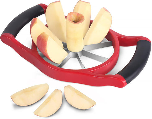 Newness 5.12 Inch Extra Large Apple Slicer, Heavy Duty Cutter for 8 Slices, Stainless Steel Corer - Red