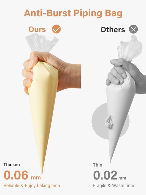 Kootek Piping Bags, Disposable Pastry Bags, 16 Inch, 100 Pcs Anti Burst Large Icing Bags for Baking