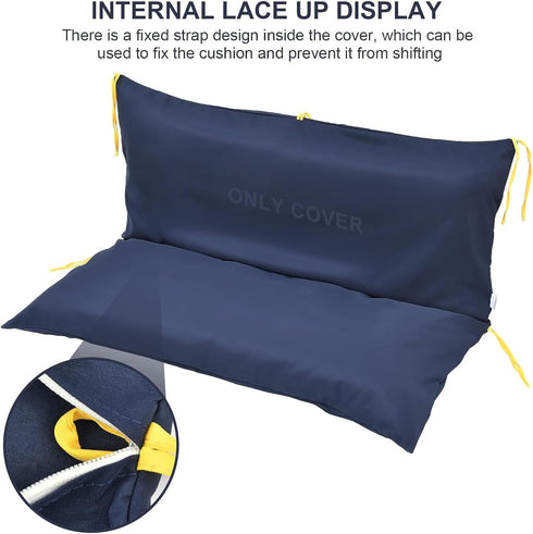RJGKXE (60"W 40"D 4"T, Three Seat Swing Replacement Cushions Only Cover, Anti-Slip Tie Rope Design Bench Cushions Cover