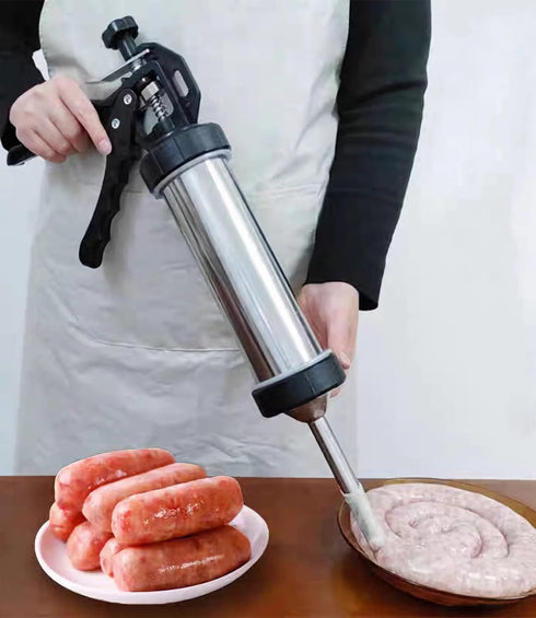 Usluole 1.5LB 5 Nozzles 2 Jerky Gun for Ground Meat, Beef Jerky Gun Kit with Stainless Steel & Brushes, Professional