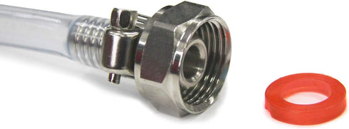 Draft Beer Line with Hexnut - Vinyl Hose ID 3/16 inch OD 7/16 inch Length 5ft with Hexnut Assembly