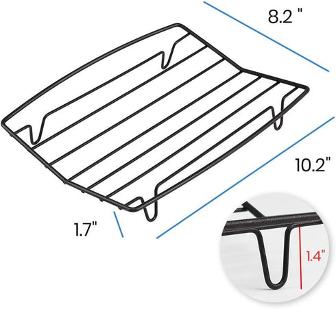 TreeLen Roasting Rack for Roasting Pan, V Shape Non-Stick Wire Rack, 10×8" Black for Cooking and Grilling