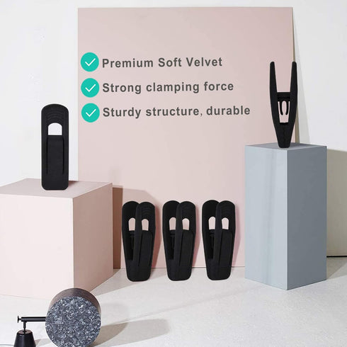 Black Velvet Hangers Clips, 20 PCS Non-Slip Clips for Suit Pant Skirt Hanger