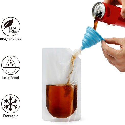 20 Pcs Reusable Sneak Travel Drinking Alcohol Flask Concealable Plastic Flasks with Funnel (16 oz)