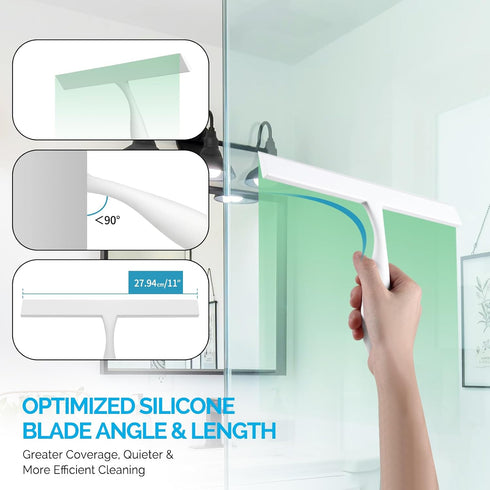 FY&XZH 11-Inch Never Rust Silicone Shower Squeegee for Glass Doors with Hook, Bathroom Cleaner Tool, Household Window