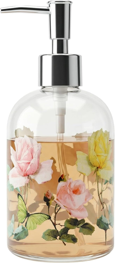 Glass Soap Dispenser Bottle with Pump,Refillable Liquid Hand Dispenser for Bathroom, Kitchen