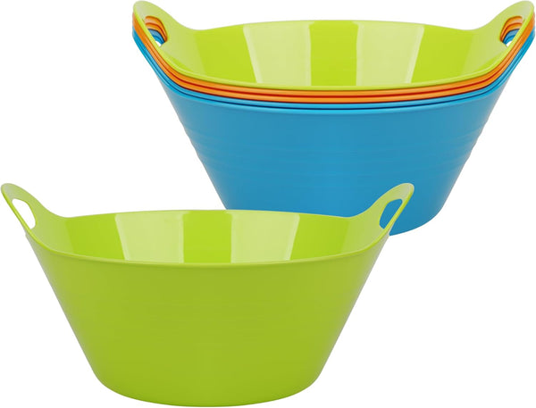 Tiawudi 6 Pack Snack Bowls - Large Plastic Serving Bowls for Kitchen, Microwave Safe