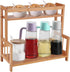 Ufine 2 Tier Bamboo Spice Rack Organizer Kitchen Countertop Storage Shelf Free Standing Holder for Various Bottles,