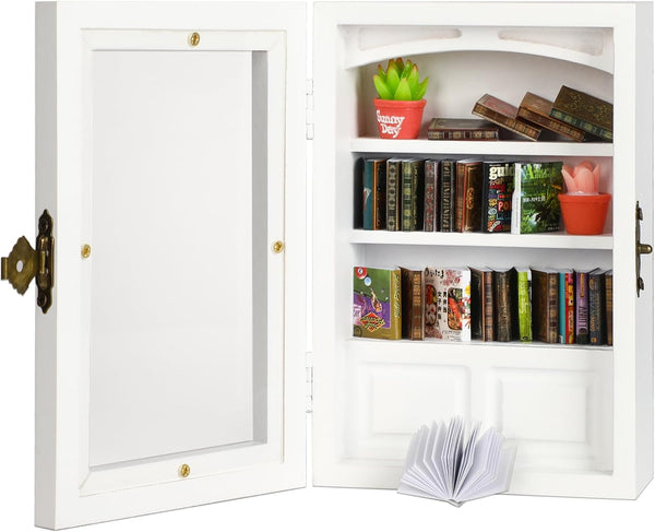 Anxiety Bookshelf with 24 Real Mini Books, Unique Mini Book Shelf, Miniature
