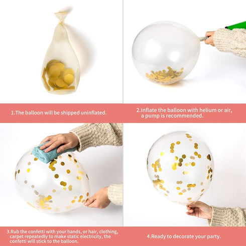 Gold 42nd Confetti Latex Balloons, Happy 42 Years Birthday Party Decoration with Confetti, 12in, 16 Pack