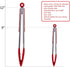 Kitchen Tongs Set of 2 – 9 inch & 12 inch Stainless Steel Food Tongs with Silicone Tips, Red