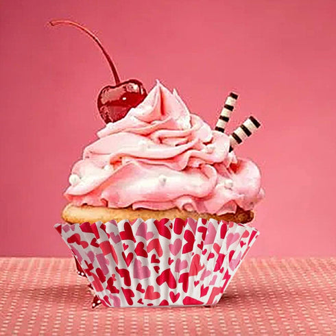 BinaryABC Red Heart Cupcake Liners, Valentine's Day Baking Cups, 100 Pcs Party Supplies