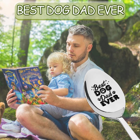 Dad Spoon Gifts from Daughter Son - Funny Best Dog Dad Ever Spoon for Birthday, Father's Day Gift for Dog Lovers