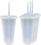 Generic 24 oz Reusable Glittered Translucent Cold Cup, 4 Pack with Straw and Lid