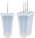 Generic 24 oz Reusable Glittered Translucent Cold Cup, 4 Pack with Straw and Lid