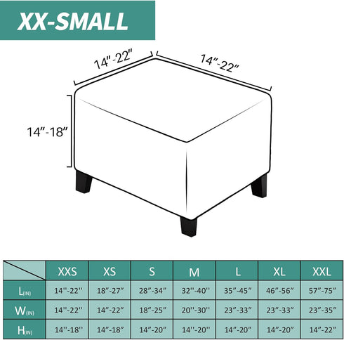 XX-Samll, MAXIJIN Velvet Ottoman Cover Rectangular Stretch Square Ottoman Covers Slipcover Rectangle Washable Foot