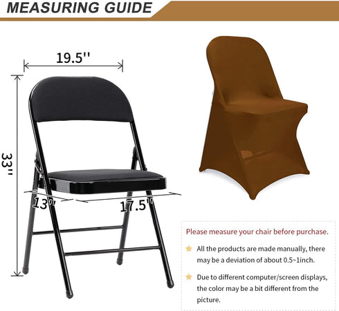6 ManMengJi Brown Folding Chair Covers, Spandex Folding Chair Covers PCS, Banquet Chair Slipcovers for Party, Wedding