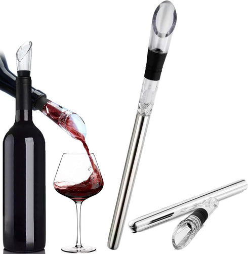 Wine Chiller Stick, Small Cooler 3-in-1 Stainless Steel for Bottles, Iceless Wine Chillers for Gifts